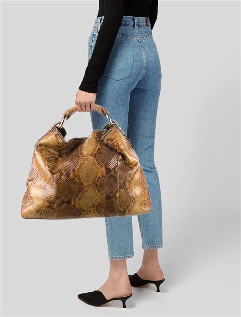 gucci python leather large horsebit hobo shoulder bag